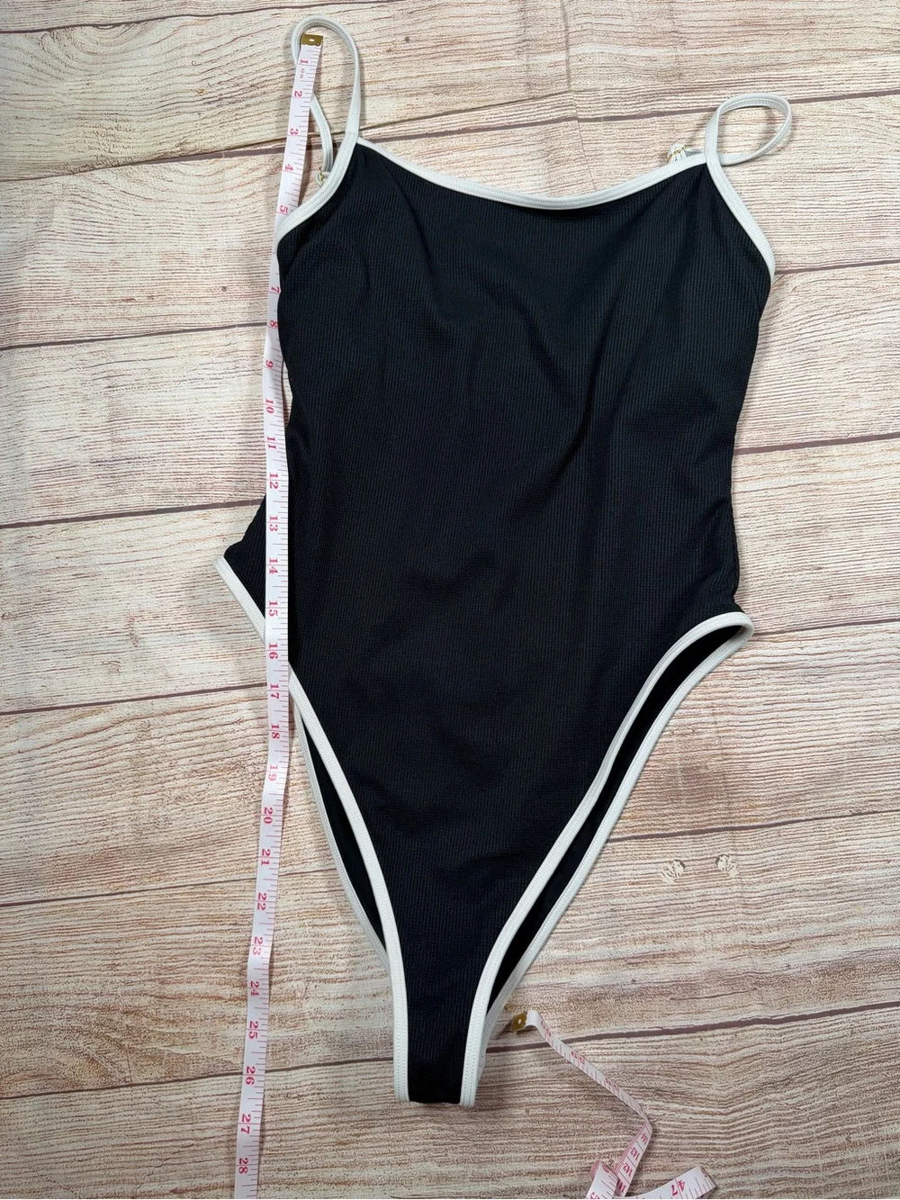 L'Academie Black One-Piece Swimsuit with White Trim
